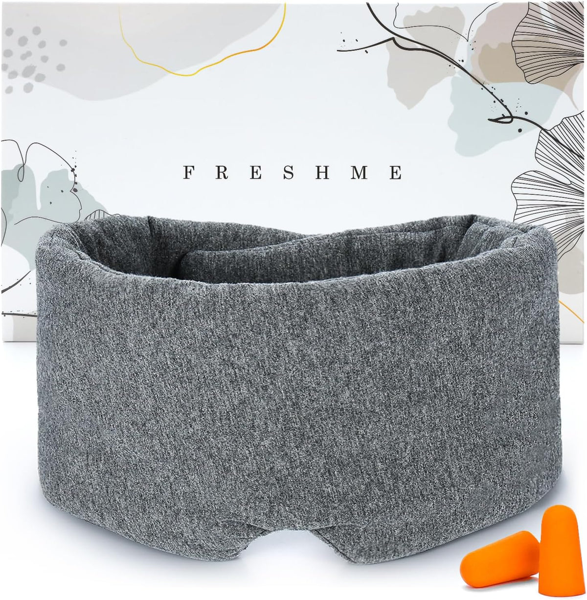 FRESHME Cotton Sleep Eye Mask for Men - Upgrade Design Blackout Side Sleeper Eyes Cover for Night Sleeping, Large Size Wide Soft Travel Airplane Blindfold with Adjustable Velcro Strap for Work Nap