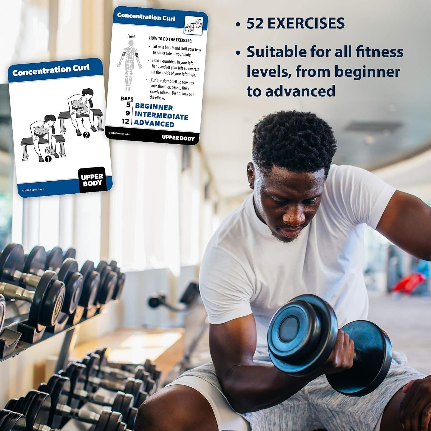 Palace Learning 4 Pack - Exercise Cards - Dumbbell, Bodyweight & Yoga Poses Volume 1 & 2 - Fitness Workout Playing Cards