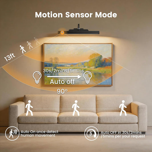 Motion Sensor Wireless Picture Light for Wall Art, 16 Inch, Black