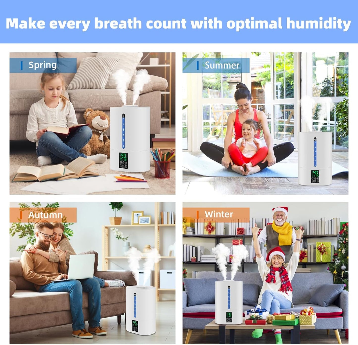 Coolfiqu 6L Humidifiers for Bedroom Large Room Home,Cool and Warm Humidifier for Baby and Plants Hot Mist Top Fill Desk Humidifier Oil Diffuser,Quiet,Auto Mode,360°Nozzle-Midnight Black(2026 Upgraded)