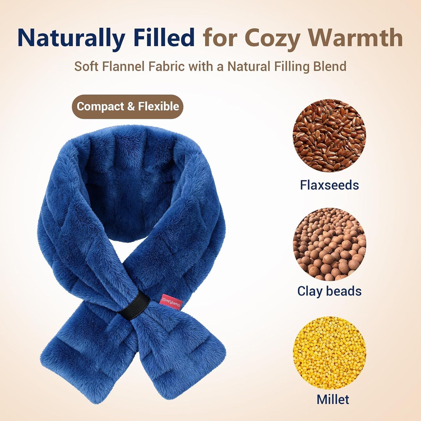 Comfytemp Microwave Heating Pad for Neck Pain Relief, Deep Moist Heat Pad Neck Wrap Warmer, 33"×4" Microwavable Weighted Hot Compress for Muscle Tension, Stiffness, Soreness for Women Men Senior Relax