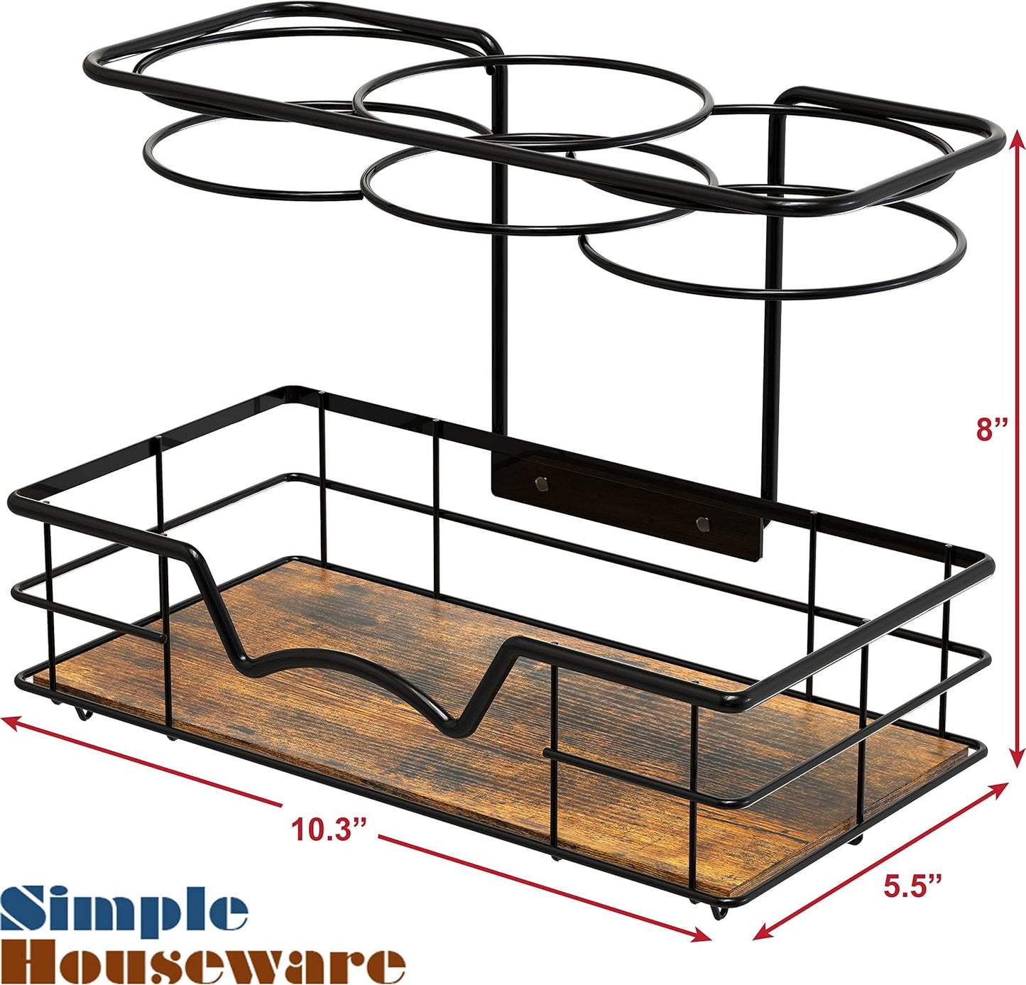 Simple Houseware Countertop Hair Tools Organizer, Walnut