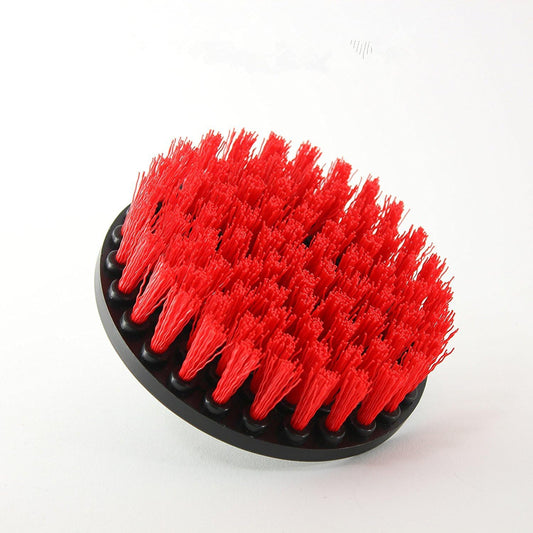 Drill Brush Heavy Duty 2PCS – Clean Tile & Grout 5X faster – Spin Away Rust, Soap Scum, Mineral Deposit, Hard Water Stain – 5″ Diameter Stiff Red Nylon Bristle with Metal Shaft Attachment