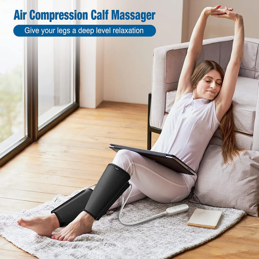 FIT KING Calf Massager, Sequential Air Compression Leg Massager | Compression Device for Circulation and Muscle Relaxation, 2 Modes & 3 Intensities, Adjustable Fabric, FSA-HSA