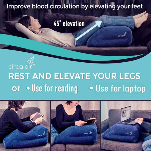 Inflatable Leg Elevation Pillows for Swelling and Edema Relief, Travel Wedge Pillow for Legs, Foot Ankle Knee and Lower Back Pain Support, After Surgery Products