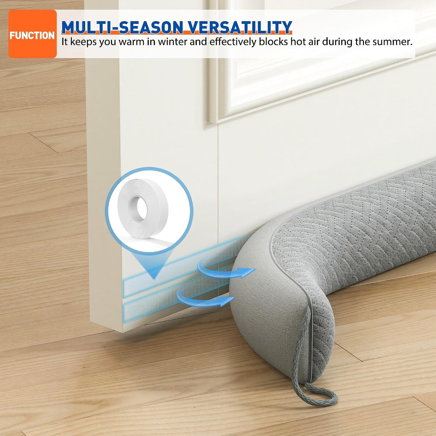 MAGZO Door Draft Stopper 36 Inches, Energy Saving, Gray | Weighted Sound Proofing for Door Draft Blocker, Under Door Gap Filler with Machine Washable Fabric