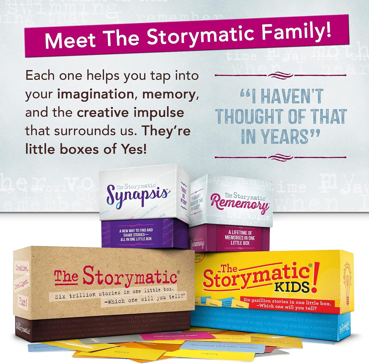 Storymatic Rememory – Writing Prompt and Memory Prompt – Conversation Cards for Family and Friends