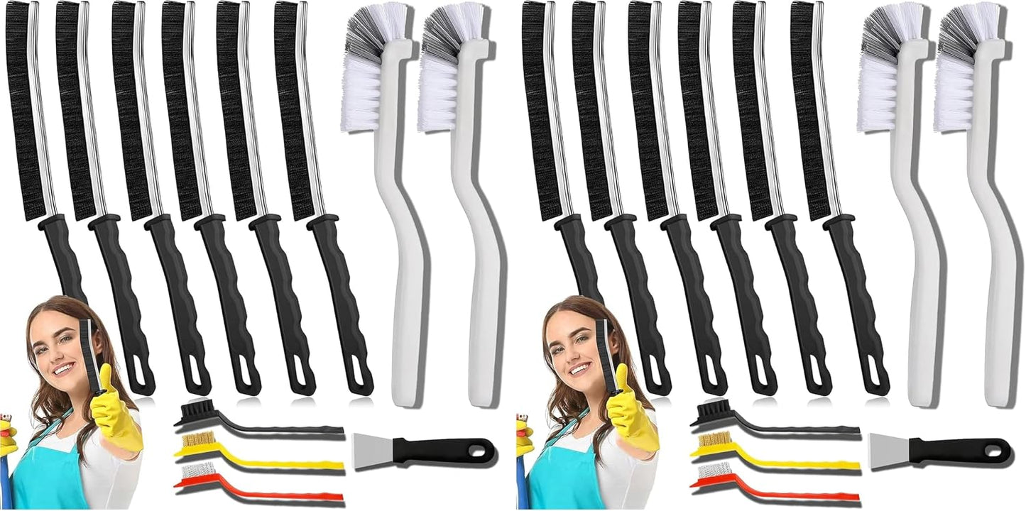 Crevice Cleaning Brush, Multi-Purpose Hard Bristle Brushes for Deep Cleaning Kitchen, Bathroom, Grout, Sink, Cup, Teapot, Bottle, Blender, Corners, Tight Spaces & More 12pcs