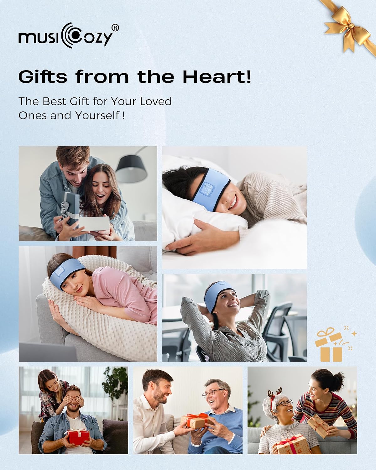 MUSICOZY Sleep Headband Headphone Soft Bluetooth Headphones for Sleeping