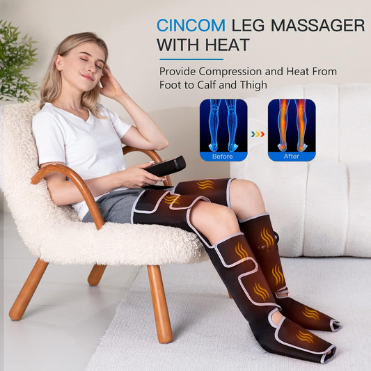 CINCOM Leg Massager with Heat and Compression FSA - HSA, Sliver