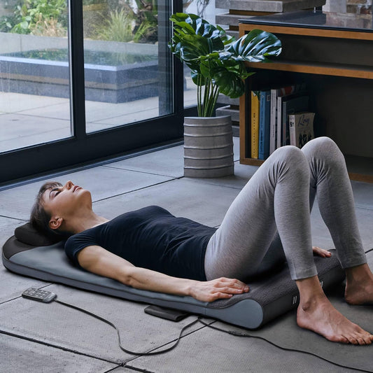 Homedics Fitness Stretching Mat with Air Compression, 3 Intensity | Air Compression Stretching Mat with Heat, 6 Programs, 3 Intensity Levels, Foldable Design, Removable Pillow