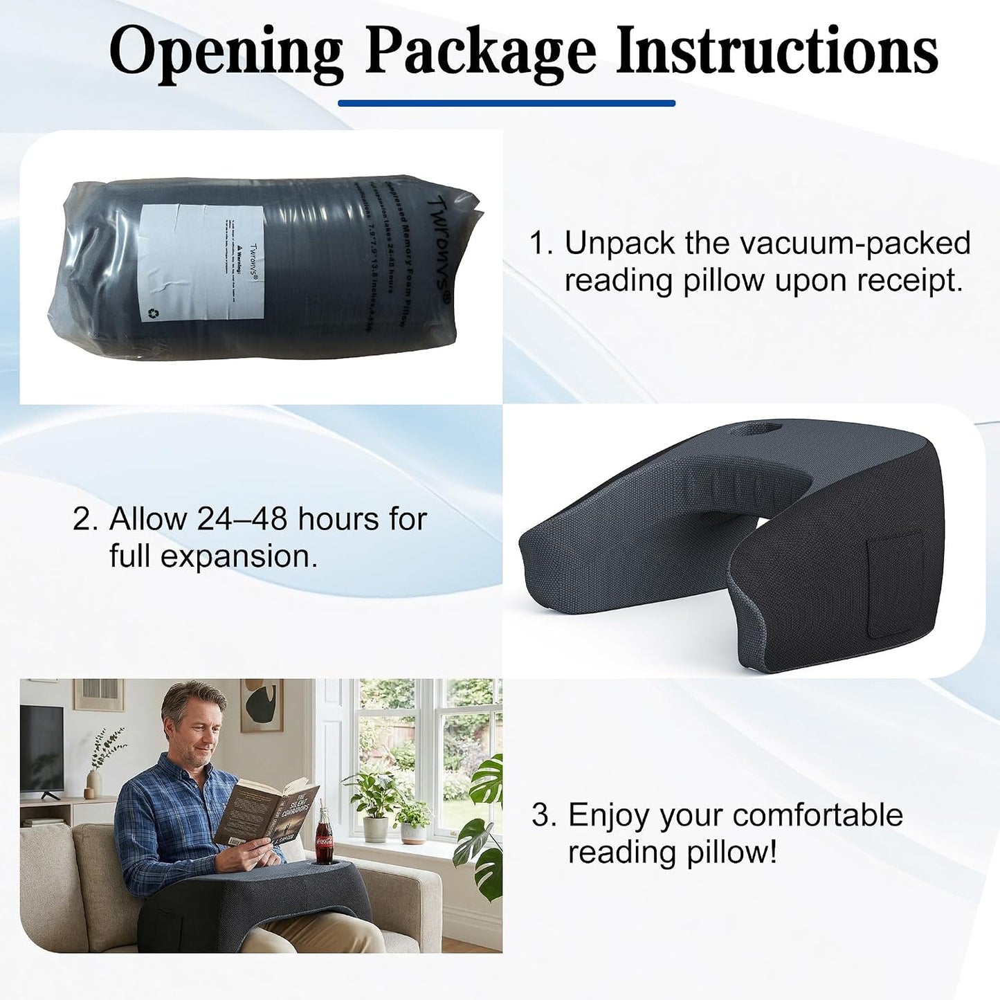 Reading Pillow for Gaming, Ergonomic Memory Foam Lap Desk Pillow | Cup Holder & Pocket, Large Non-Slip Bottom Arm Rest Pillow for Working, Crocheting in Bed, Couch, Floor (Deep Grey)