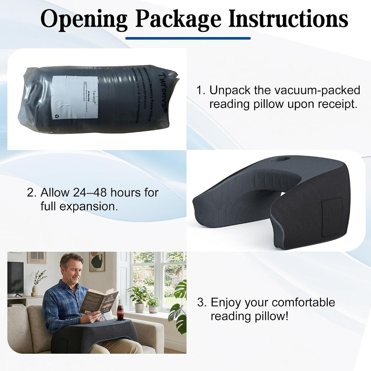 Reading Pillow for Gaming, Ergonomic Memory Foam Lap Desk Pillow