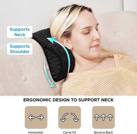 WdFour Headrest Memory Pillow, Support Cushions for Neck, Back or Foot for Sofas, Recliners, Office Chairs, Massage Chairs for Neck Pain Relief and Cervical Support(Khaki, 13" Wx2.7 D).