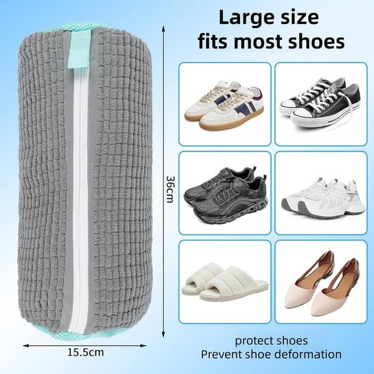 Reusable Shoe Washing Machine Bag & Shoes Laundry Bag for Washer and Dryer, with Self-Locking Zipper, 360° Deep Cleaning, Protects Shoes & Washer – Also Acts as Shoe Dryer Bag for Sneakers (1, grey)