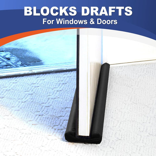 Twin Draft Guard Hug N Fit, Original Dual Draft Stopper Instantly Blocks Air from Entering, Water Repellent, Fits 28”-36” Length with 1.5” Energy Saver Tube