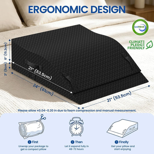 Elevation Pillows for Leg After Surgery, Adjustable Wedge Pillow, Grey | Memory Foam Leg Pillow for Injury Recovery, Ankle Pillow for Sleeping Blood Circulation, Comfort Rest Double Leg Positioning