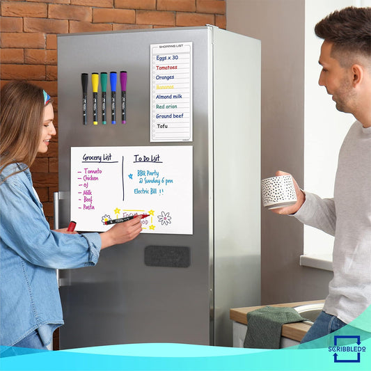 Magnetic Dry Erase Board for Fridge Whiteboard White Board Refrigerator Magnet 8”X12” Magnetic Whiteboard for Fridge & Shopping Grocery List - 6 Dry Erase Markers Included