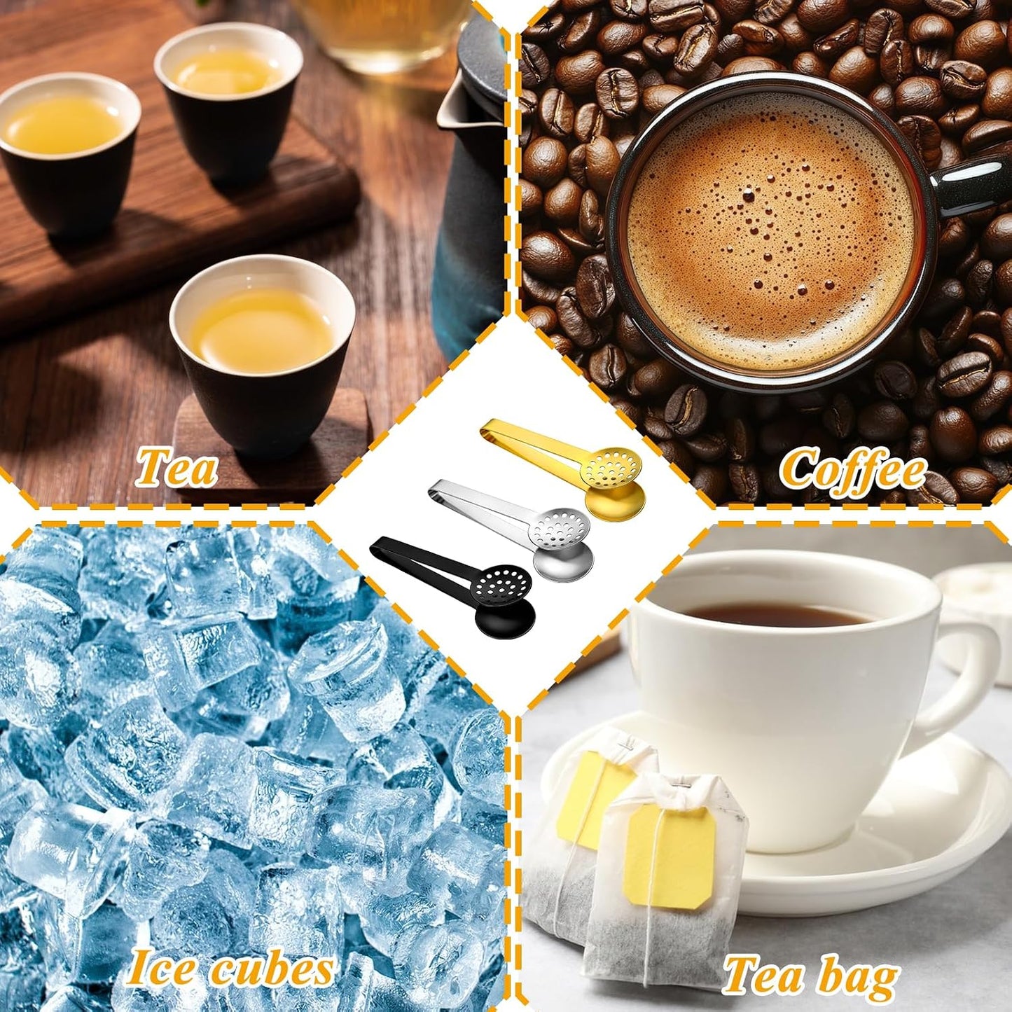 3 Pcs Tea Bag Squeezer Tongs, Stainless Steel Teabag Strainer Dispenser