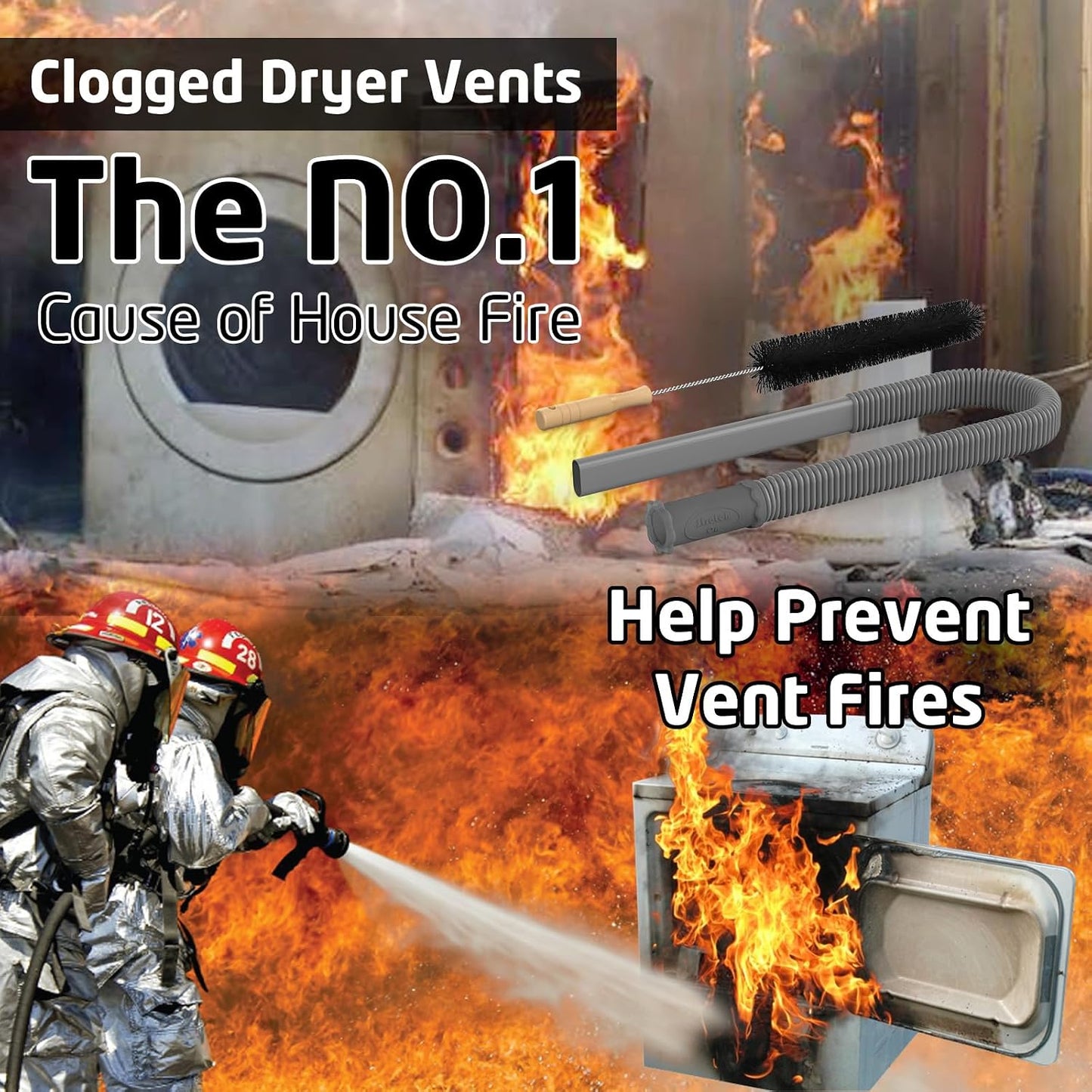 2Pcs Dryer Vent Cleaner Kit, Lint Brush & Universal Vacuum Hose Blue | Universal Flexible Hose Without Whistling Noise | Reach Deep Traps - Remove Hidden Lint, Speed Drying & Reduce Fire Risk