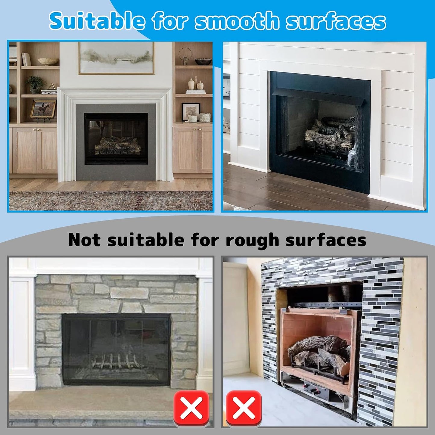 Air Jade Fireplace Cover, Insulation Fireplace Draft Stopper | Keep Drafts Out & Stop Heat Loss, Include Hoop & Loop Fasteners, Fits up to 55 x 39 inches, Easy Cut to Fit