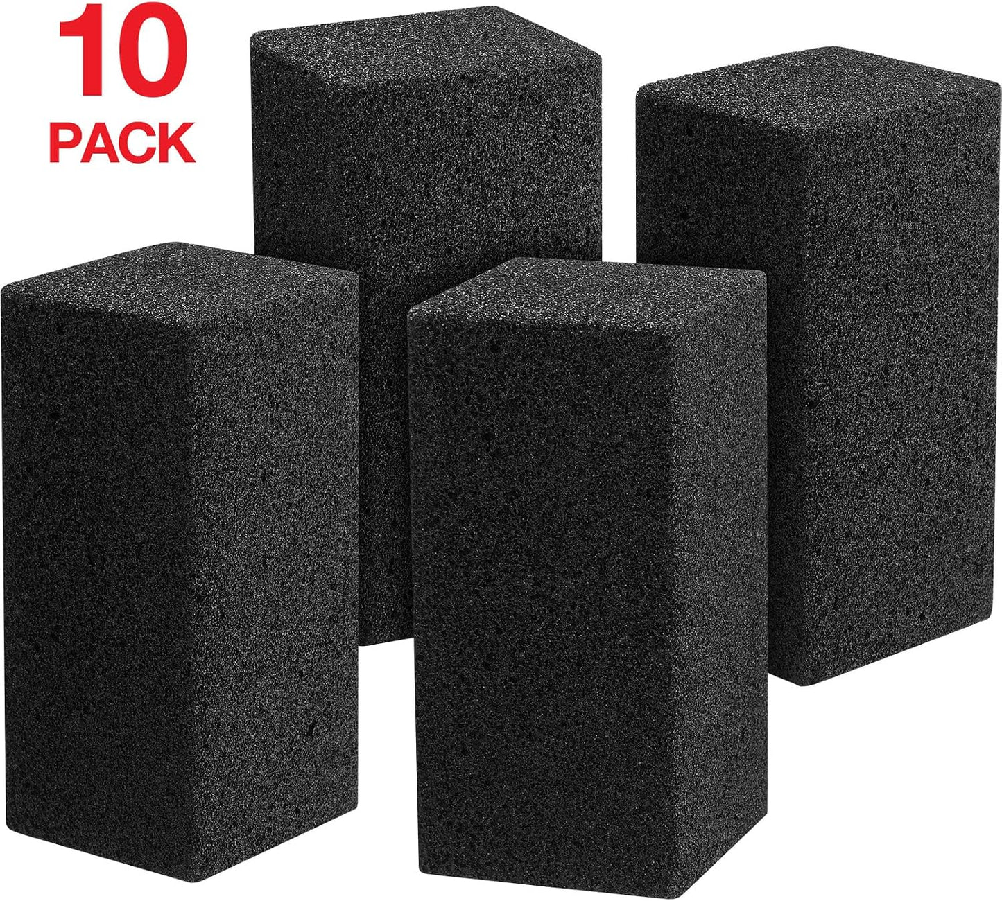 Irenare 10 Pieces Commercial Grill Cleaning Brick Pumice Stone Bulk,Black | Heavy Duty Reusable Blocks, For Restaurant Griddles Flat Tops, Cleans BBQ Grates Outdoor Grills, Removes Tough Grease