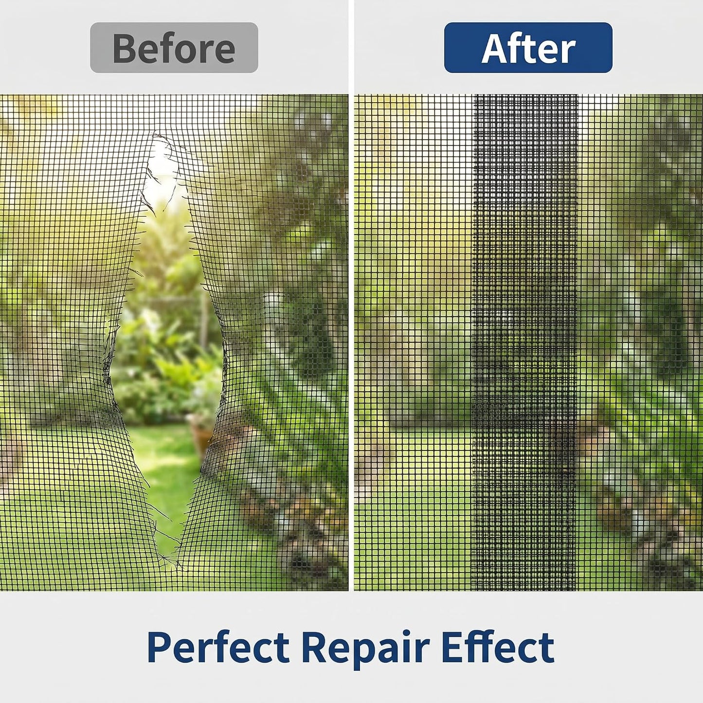 Window Screen Repair Tape, Qtopun Black Strong Adhesive Fiberglass Pet Mesh Window Screen Patch, Waterproof Screen Door Repair Kit for Tears Holes, Easy No-Tool Fix for Indoor Outdoor Mesh, 2 x 197 IN