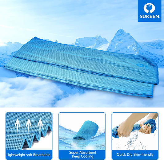 Sukeen 4 Pack Cooling Towels (40"x12") for Neck and Face Instant Cooling