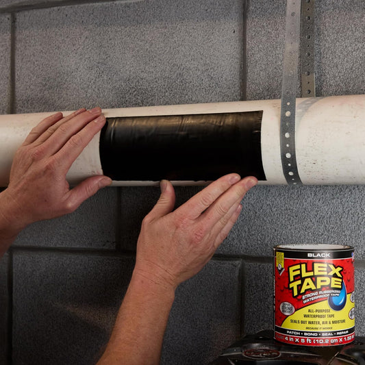 Flex Tape, Original Thick Flexible Rubberized Waterproof Tape - Seal and Patch Leaks, Works Underwater, Indoor Outdoor - Home RV Roof Plumbing and Pool Repairs, Black, 4 in x 5 ft, Pack of 1