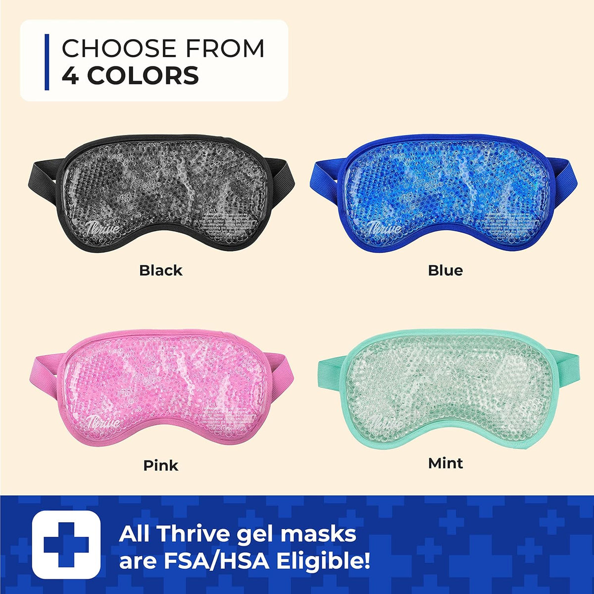 Thrive Gel Bead Eye Mask, Hot and Cold Compress, Midnight