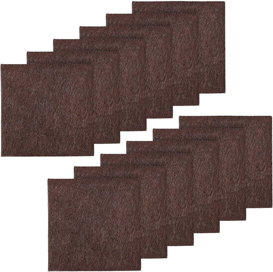 12PCS Furniture Felt Pads, 2 Inch Square Furniture Pads for Hardwood Floors | Self Adhesive, Cuttable Chair Leg Floor Protectors, 50mm Brown Felt Furniture Pads