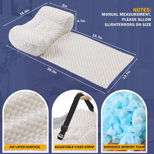 Shredded Memory Foam Neck Pillow for Recliners, Ergonomic Headrest Cushion for Neck Pain Relief and Cervical Support, Suitable for Side Sleeping at Home and Office, Patent Pending(Coffee)