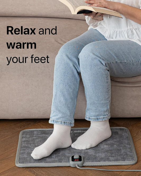 WhisperHeat™ Heated Floor Mat – Electric Tap-to-Activate Foot & Floor Warmer- Silent, Energy-Efficient Underfoot Heating Mat