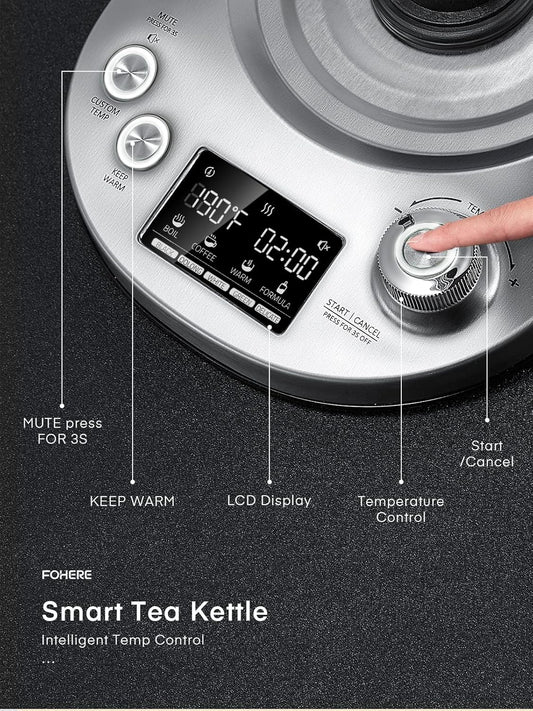 Electric Tea Kettle, 9 Temperature Control Presets Glass Kettle, 1200W Tea Pot with Removable Infuser, 2 Hours Keep Warm, 1.7 Liter Electric Kettles, Borosilicate Glass & Stainless Steel