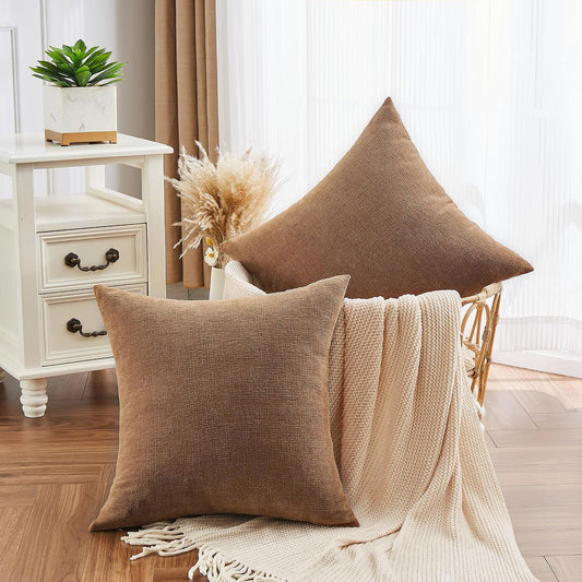 GAWAMAY Lumbar Support Pillow Decorative Rectangle Throw Pillow Covers 12"x20" Inch Set of 2, Soft Chenille Fall Pillowcase for Living Room Bedroom Sofa Couch Cushion Cover Grey 30x50cm (No Insert)