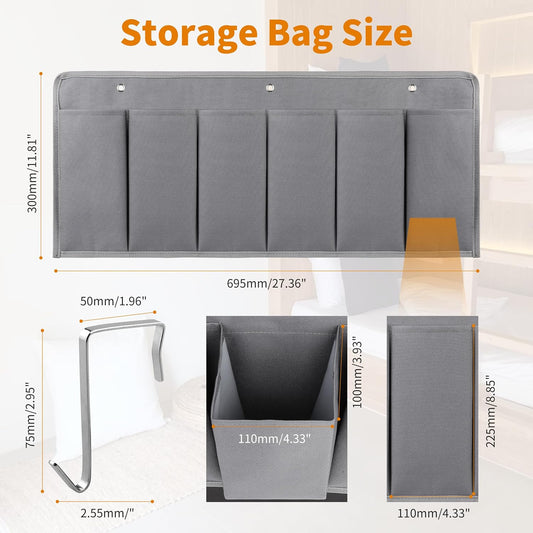 RVZONE 6‑Large‑Pocket RV Bedside Hanging Organizer with Sturdy Hooks