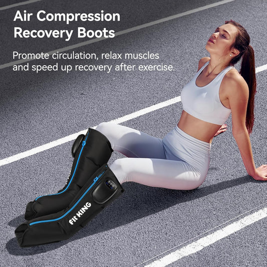 FIT KING Cordless Foot and Calf Massage Boots, Recovery System | Air Compression Leg Massager with 3 Modes and 6 Intensities, Zipper Wearing, Rechargeable for Both Home and Outdoor Use