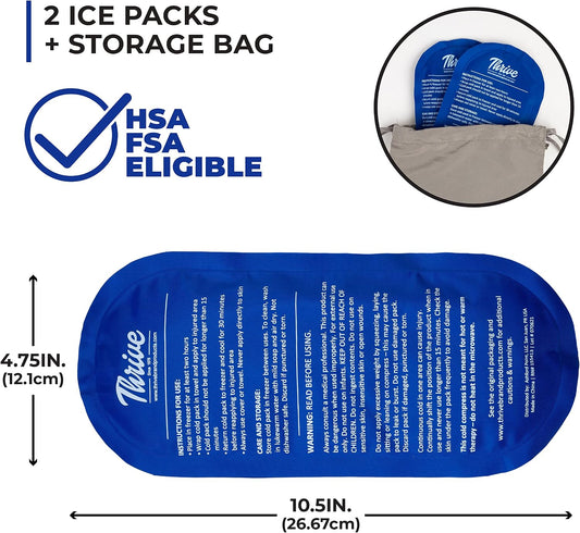 Thrive Reusable Gel Ice Packs, Neck and Knee Wraps, 2-Count, Light Blue