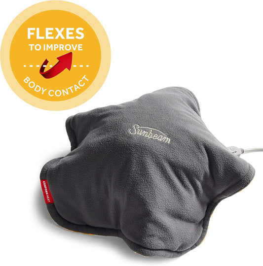 Sunbeam ConformHeat Heating Pad, 14" x 14", Lightly Weighted, Flexible Design, XpressHeat Technology, Machine-Washable, Pain Relief for Back, Shoulder, Neck, Grey