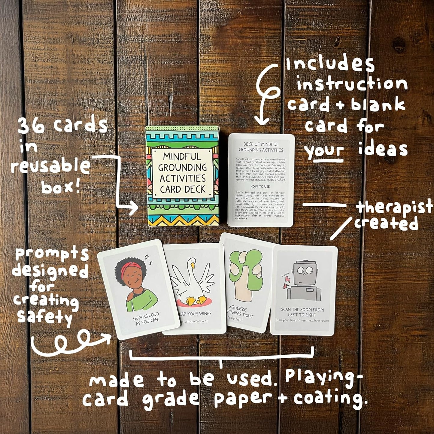 Mindful Grounding Card Deck – Trauma-Sensitive Card Deck Resource for Therapists, Educators, and Parents – Guided Somatic & Mindfulness Activities for Emotional Regulation