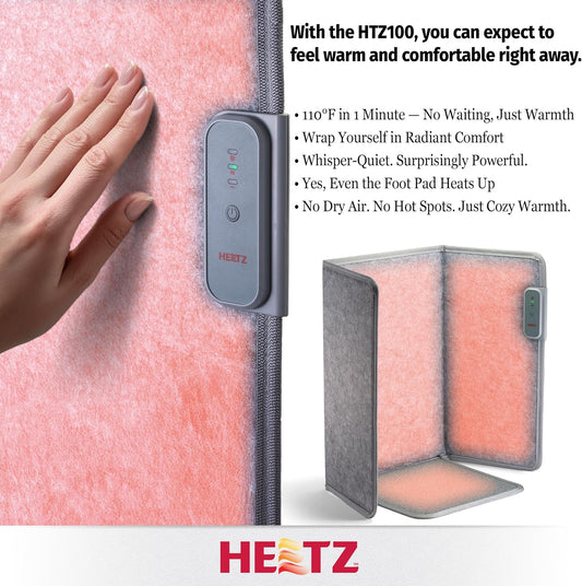 Heetz Foldable Foot and Leg Heater, Portable Under Desk Space Heater and Warmer with Heated Floor Mat, 3 Temperature Settings, 23 x 15.5 x 11.5-Inches