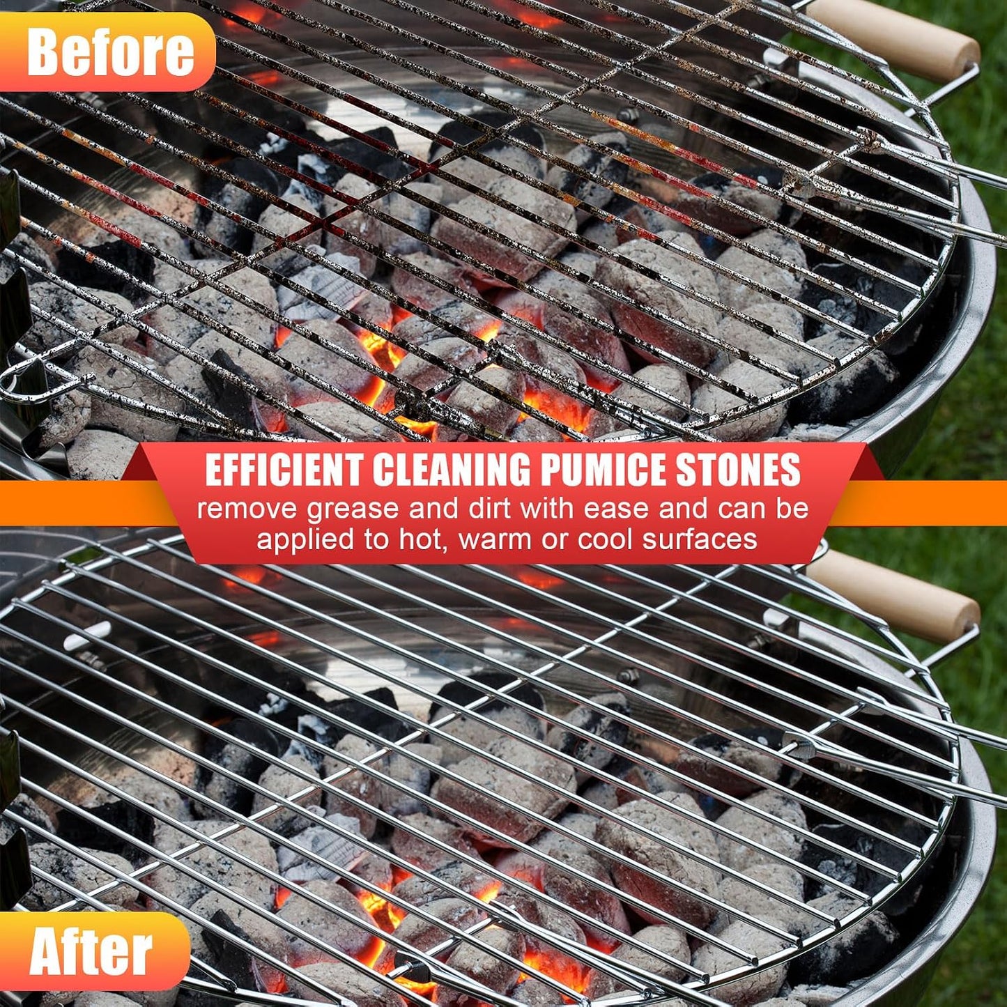 9 Pack Grill Griddle Cleaning Brick Block Pumice Stones Scrubbing Grill Cleaning Stone Griddle Scrubber Cleaner with Handle for Outdoor BBQ Flat Top Cookers Removing Greases Stains