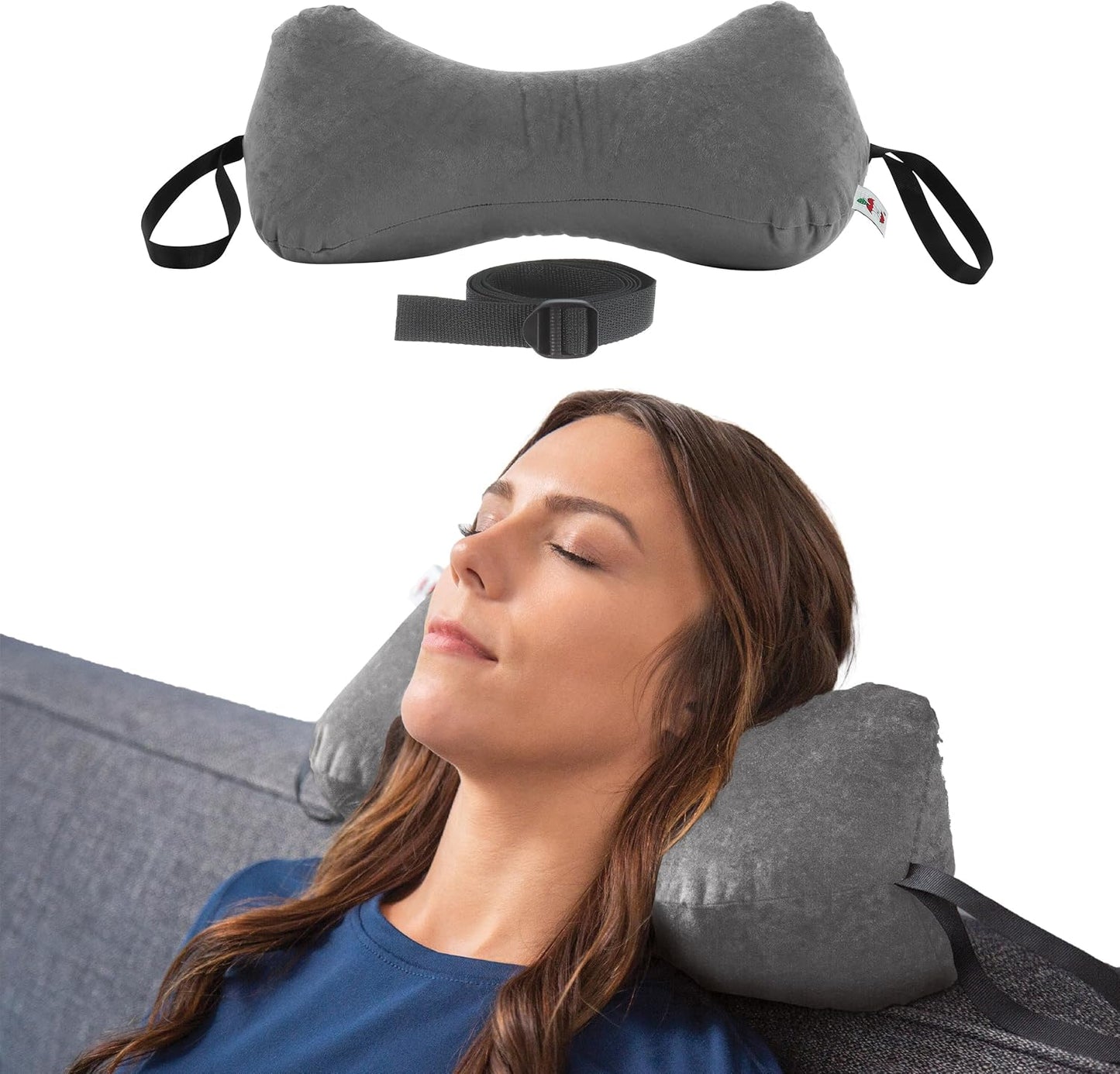 Sleep Log Ergonomic Neck & Travel Pillow for Pain Relief & Support, Full BK | Bone-shaped pillow provides adjustable support for the neck, back, knees, or legs while traveling, sitting, or sleeping.