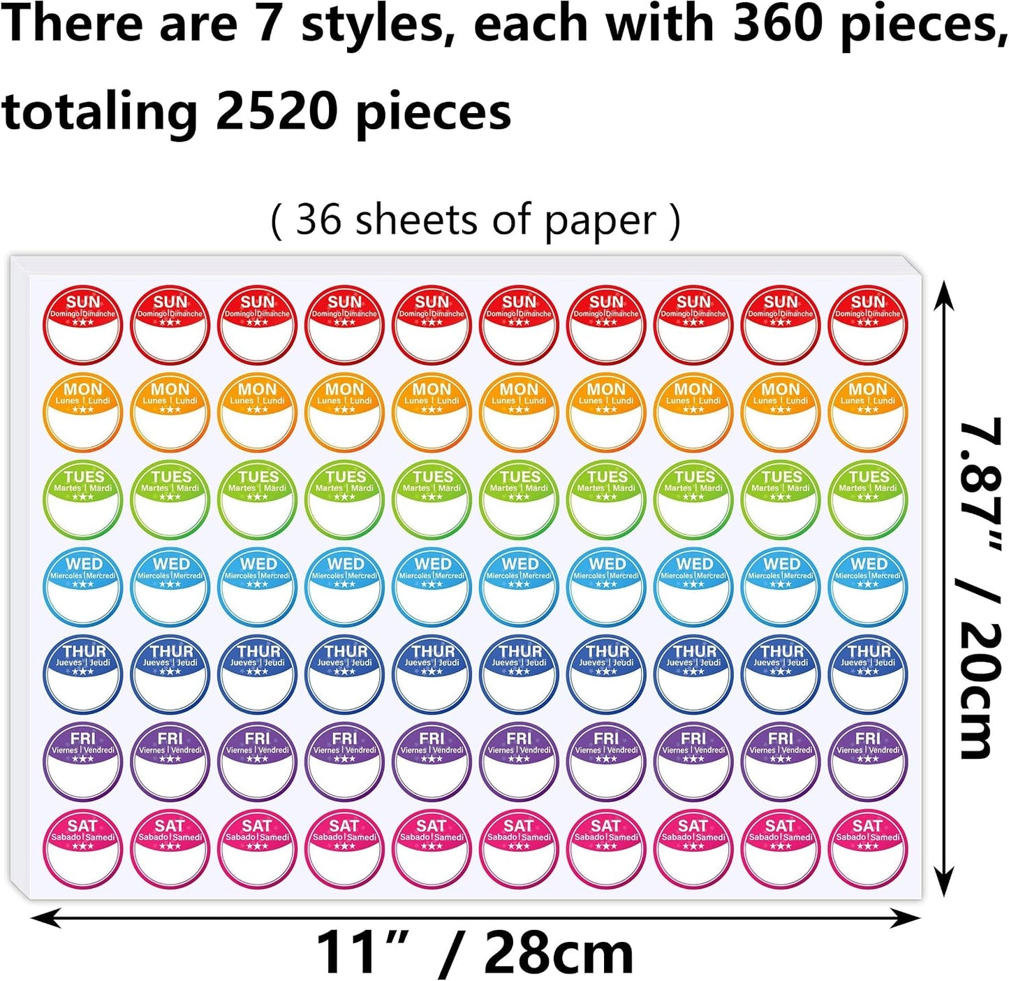Lesnala 2520 Pcs Food Labels Stickers 7 Day of The Week Food Labels Writable and Peel Tab for Home Kitchen Restaurant Monthly Planners Meal Prep Accessory 1inch
