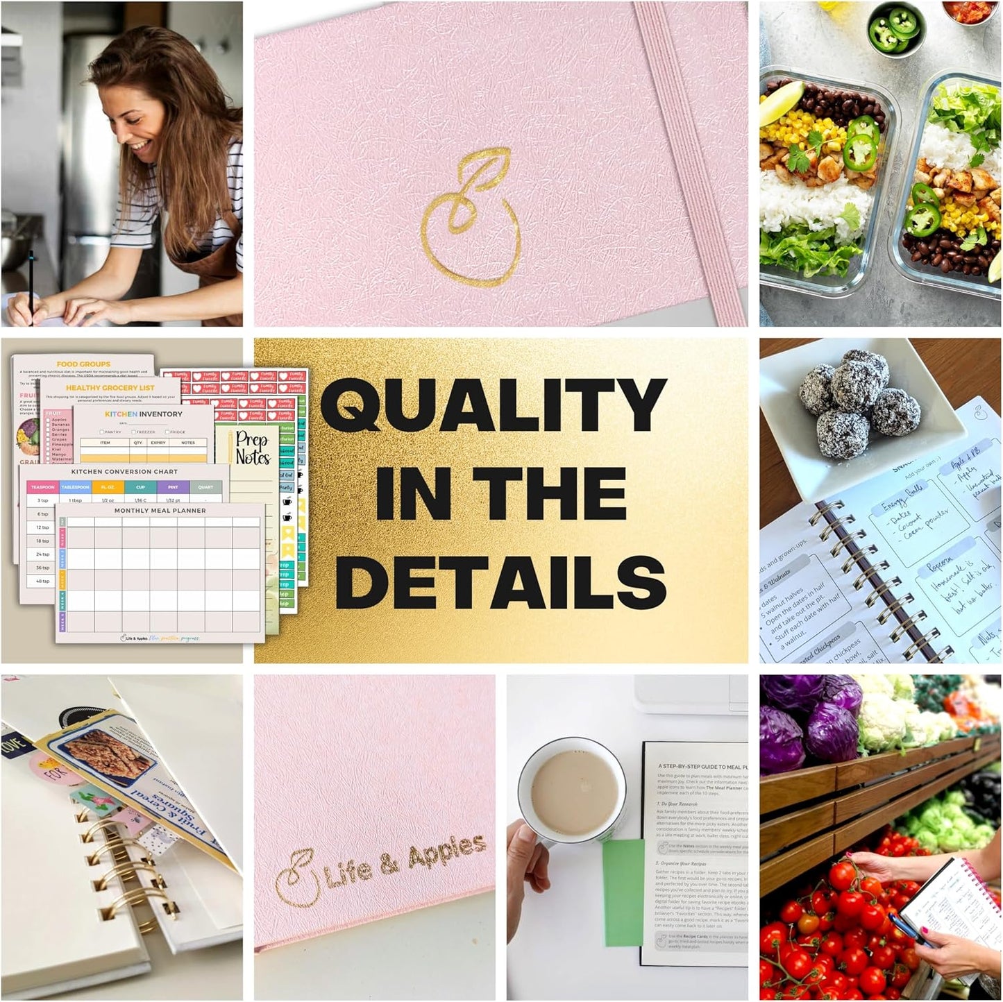 Life & Apples Weekly Meal Planner Notebook with Grocery List, Forest | Meal Planning Notebook, Meal Prep Journal and Food Planner to Organize a Weekly Menu, Grocery List and Family Meals