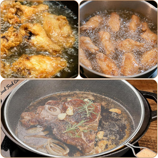8.3Inch Grease Splatter Screen, Stainless Steel Splatter Screen for Frying Pan with Wood Handle Grease Splatters Guard Hot Oil Splash Protector Cover Oil Splash for Kitchen Cooking Supplies