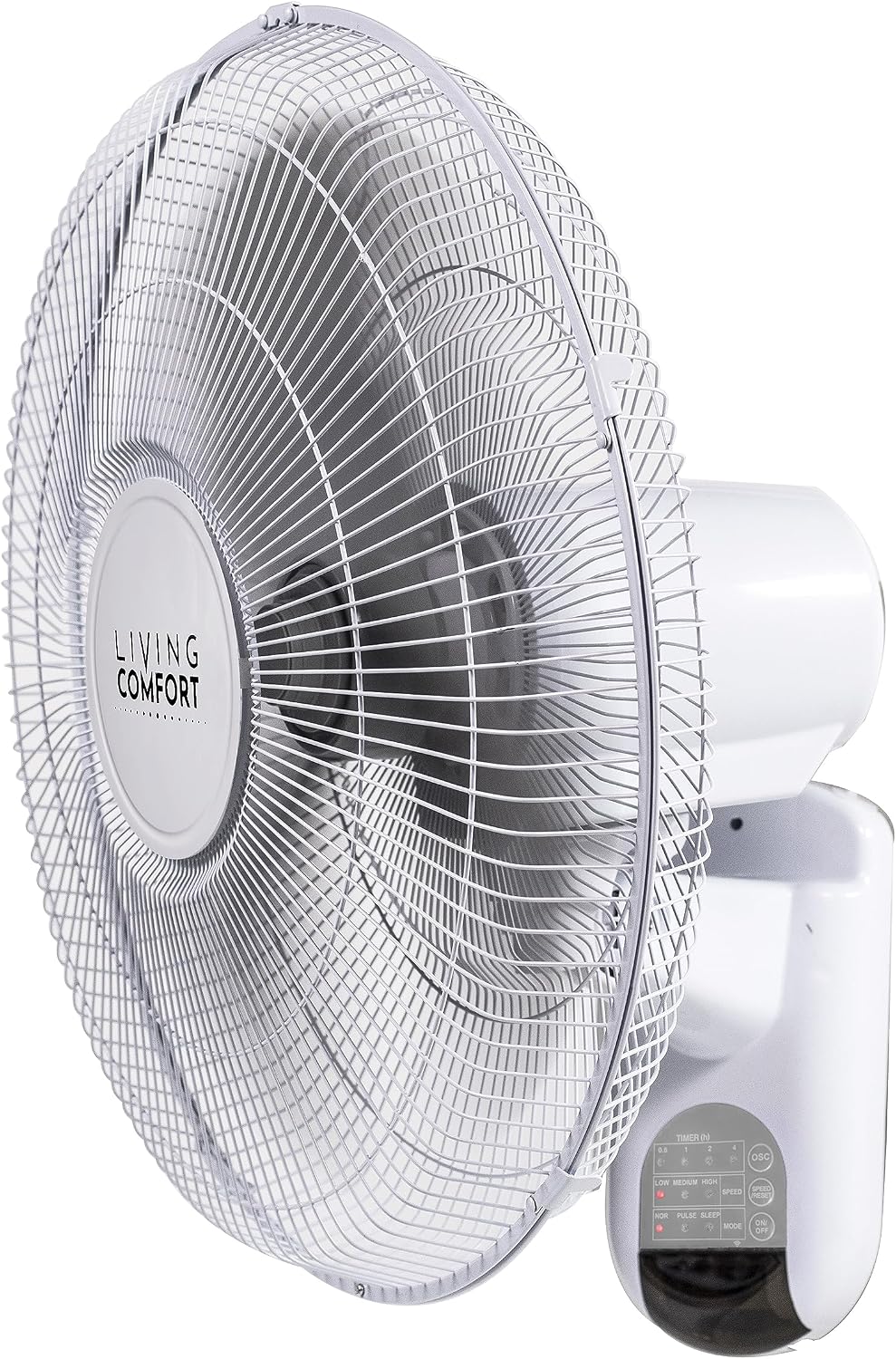 Comfort Zone Oscillating Wall Mount Fan with Remote Control, Timer, Auto Shut Off, Adjustable Tilt, Quiet, 16 inch, 3 Speed, Ideal for Home, Bedroom, Gym & Office, Airflow 14.07 ft/sec, CZ16WR