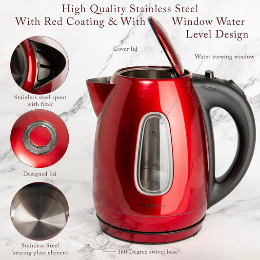 Mixpresso Electric Kettle Temperature Control, Hot Water Kettle Electric, Cordless 1 Liter Capacity, Keep Warm & LED Indicator, Auto-Shutoff, Boil-Dry Protection, Stainless Steel Electric Kettle