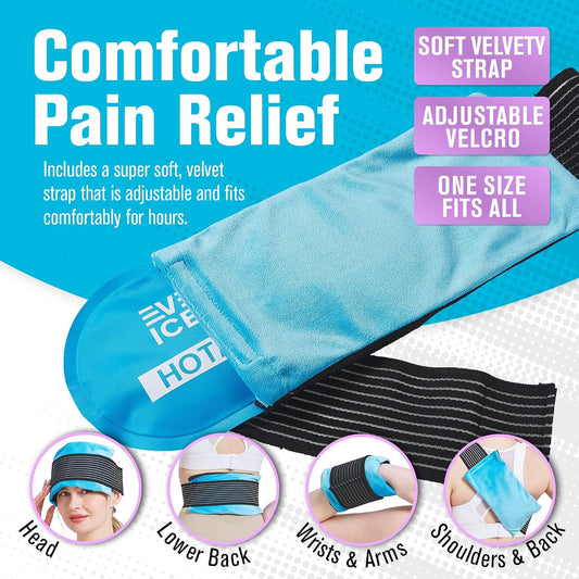 Reusable Gel Ice Packs for Injuries, Hot and Cold Compression Wrap 4 Pack