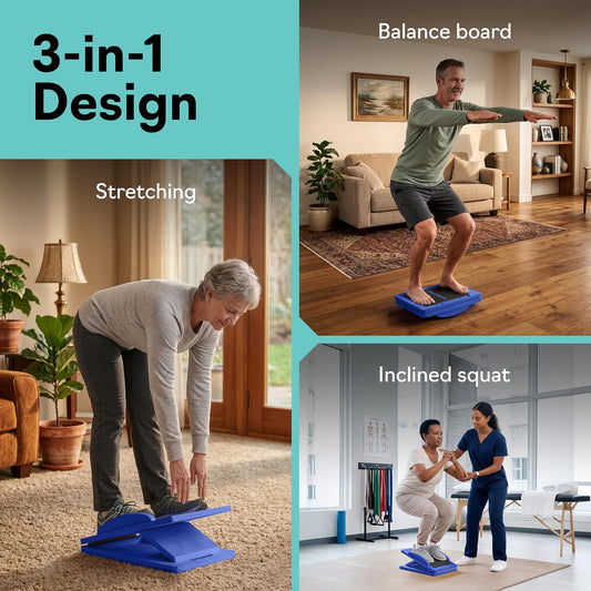 Slant Boards for Exercise, Wooden Slant Board, Calf Stretch Board with 7 Incline Angles, Velour Board, Balance Board & Calf Stretcher, Portable Incline Board for Physical Therapy, Ankle Mobility, Heel & Knees